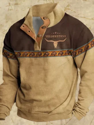 Vintage Men's Hoodies Autumn Long Sleeved Street Button Pullover Oversized Clothing For Men Sweatshirt Fashion Casual Hoodie