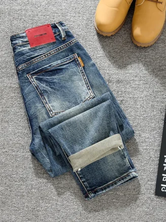 Spring/Summer Retro Trendy Brand American Jeans Men's Versatile Harlan Slimming Heavy Weight High Street Trendy Denim Pants