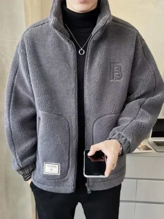 Men's Fleece-Lined and Thickened Cotton Coat 2024 New Fall Winter Trendy Overcoat Loose Fitting Hooded Warm Weather Jacket