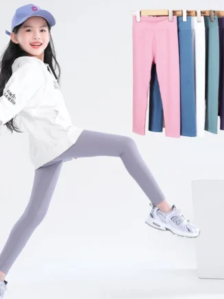 Autumn Solid Kid Leggings Girl Thin Tights Sweatpants 2+y Child Casual Ankle Length Pants Spring Toddler Skinny Cropped Trousers