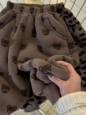 Baby Plush Pants Velvet Autumn Winter Boy's Thick Sweatpants Kids Girls Cartoon Trousers Children's Warm Pants Trend