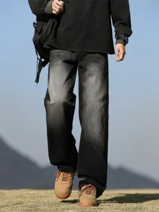 Vintage Men's Straight Loose Jeans Men Streetwear Fashion Baggy Denim Pants