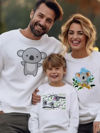 Lazy Sleep Koala Funny Cartoon Sweatshirts Children Hoodie Cute Fashion Sweatshirts Kid Clothes for Family Baby Cartoon Hoodies