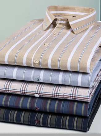 plus size 14xl 100%cotton long-sleeve shirts for men slim fit formal plain shirt soft plaid striped tops office elegants clothes