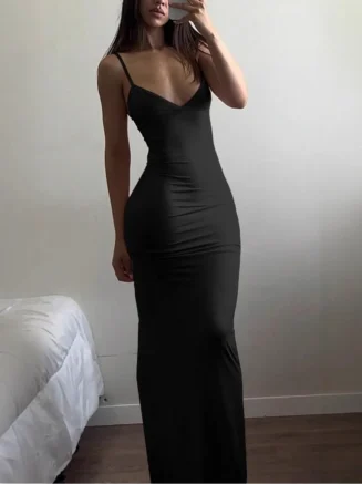 High Waist Sexy Backless Bodycon Dress L25D040-2025 Strap Long Skirt Summer Trendy Ankle Length Empire Waist China Origin