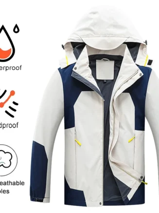 Men's Autumn Jacket Camping Hiking Windproof Windbreaker Mens Waterproof Hooded Coat Outdoor Travel Climbing Fishing Coats Man