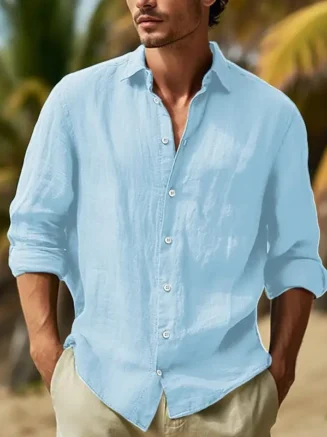 Men's Independent Station Four Seasons Large Size Loose Patchwork Shirt Casual Solid Color Daily Clothing Beach Dinner Cardigan