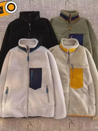Motorcycle Outdoor Fleece Jacket For Men/Women Double Sided Fleece Thickened Plush Rider Cycling Suit Lamb Wool Windproof Jacket