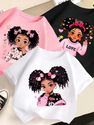 Children's Clothing,short Sleeves for Girls,2025 Summer New Girls' T-shirts,pure Cotton Fashionable Printed Children's Top Trend