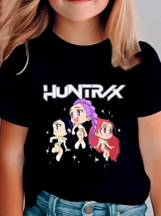 Kpop Demon Hunters Children's Clothing Short Sleeve T-shirt Cute Kpop Demon Hunters Tiger Harajuku Tshirt for Boys Girls