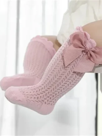 0-24Month Baby Girl Socks Toddler Bow Cotton Summer Mesh Lace Baby Knee Socks Newborn Infant Baby Princess Long Socks 2024 New