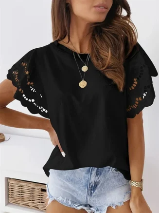 Women's Summer Cross border Europe and America 200g Milk Silk T-shirt Burnt Flower Short Sleeve Top