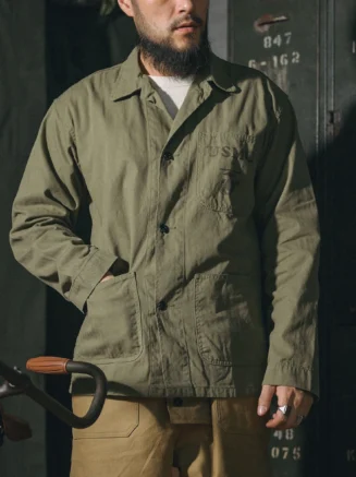 Red Bronson USMC P4 HBT Blood War Plaid Jaet Men's Outerwear M4 Faion Urban Sle Long Sve Stand Fit