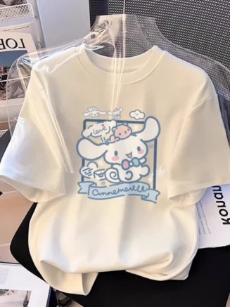 Sanrio summer new family clothing Big children big ear dog print 100% cotton short sleeve T-shirt girls summer top